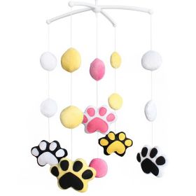 Baby Crib Musical Mobile Hanging Nursery Room Decor Newborn Bedding Crib; Cute Colorful Dog Paw - Default