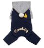 Touchdog Fashion Designer Full Body Quilted Pet Dog Hooded Sweater - Navy/Grey - Small