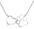 Stainless Paw Print Pendant Necklace for Women Forever Loving Heart Link Dog Paw Pendant Couple Necklace Jewelry - default
