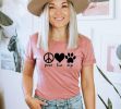 Dog Lover T-Shirt, Dog Moms T Shirt, Fur Mama Shirt, Peace Love Dogs Shirt, Valentine Tshirt, Pet Owner Gift, Women Graphic Tees - Small