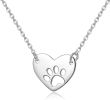 925 Sterling Silver Heart Necklace for Girls Womens Dog Paw Pendant Necklace Love Chain 16''+2'' - default