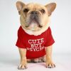dog clothes starling English short bulldog pet clothing round collar T-shirt Teddy than panda dog clothing - red - S