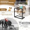 5 Heights Elevated Pet Feeder with 2 Detachable Stainless Steel Bowl - Natural