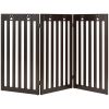 36 Inch Folding Wooden Freestanding Pet Gate Dog Gate with 360° Flexible Hinge - Dark Brown