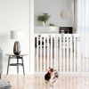 36 Inch Folding Wooden Freestanding Pet Gate Dog Gate with 360° Flexible Hinge - White