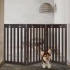 36 Inch Folding Wooden Freestanding Pet Gate Dog Gate with 360° Flexible Hinge - Dark Brown