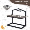 5 Heights Elevated Pet Feeder with 2 Detachable Stainless Steel Bowl - Brown