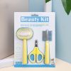 3pcs/set Pet Grooming Set; Cat Hair Comb Cat Nail Scissors; Pet Comb Set For Dogs & Cats - Yellow