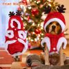 Pet Christmas Clothes Santa Claus Reindeer Antlers Costume Winter Outfit New Year Coat - L