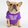 dog clothes starling English short bulldog pet clothing round collar T-shirt Teddy than panda dog clothing - purple - XL