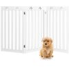 36 Inch Folding Wooden Freestanding Pet Gate Dog Gate with 360° Flexible Hinge - White