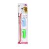 Two Headed Dog Toothbrush Set Canine Dental Hygiene Brush with 2 Finger Brushes Soft Bristles - red