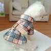 Pet Dress; Plaid Dog Dress With Belt; Winter Cat Dress Pet Clothes For Small Medium Dogs & Cats - Dark Khaki - XL