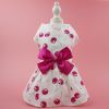 Summer Dog Dress; Pet Clothes With Bow Floral Pattern; Dog Skirt For Small & Medium Dogs - Dark Pink - XL