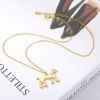 Vintage Dog Necklace Gold Stainless Steel Chain - Gold