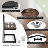 Adjustable Heights Elevated Dog Bowl Feeder Stand - Rustic Brown - Pet Supplies
