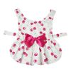 Summer Dog Dress; Pet Clothes With Bow Floral Pattern; Dog Skirt For Small & Medium Dogs - Dark Pink - M