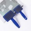 Pet Needle Combs Massage Pet Hair Remover Brush Cats Fur Cleaning Stainless Non-Slip Flea Chihuahua Pet Grooming Dog Supplies - Blue - L