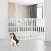 36 Inch Folding Wooden Freestanding Pet Gate Dog Gate with 360° Flexible Hinge - White