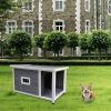 Outdoor Puppy Dog Kennel ; Waterproof Dog Cage;  Wooden Dog House with Porch Deck - Gray
