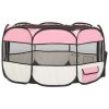 Foldable Dog Playpen with Carrying Bag Pink 49.2"x49.2"x24" - Pink