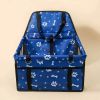 Pet Dogs Car Booster Seat Travel Carrier Cage; Oxford Breathable Folding Soft Washable Travel Bags - Blue